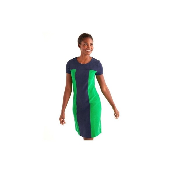 Boden Lizzie Ottoman Sheath Dress Womens 4P Petites Color Block Ribbed - Picture 1 of 10